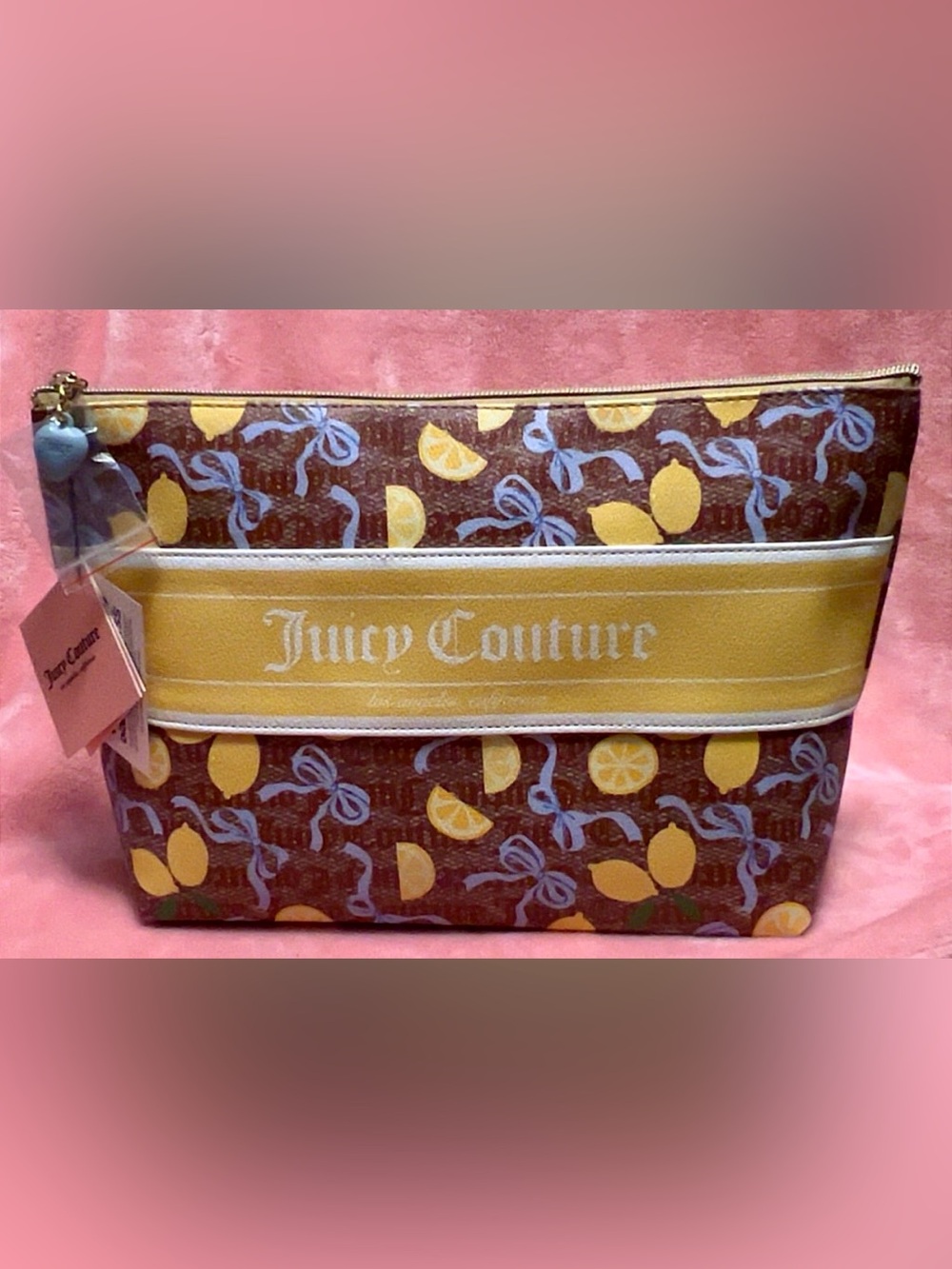 Juicy Couture Yellow & Blue Lemon-Print Cosmetic Pouch